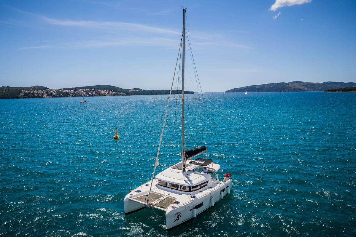 Exterior view of Edita, a Lagoon 42 catamaran at Seget Donji, Croatia