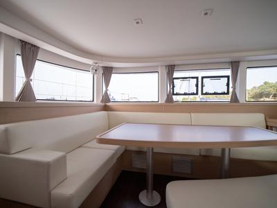Salon of Cassatina, a Lagoon 42 catamaran at Olbia, Italy