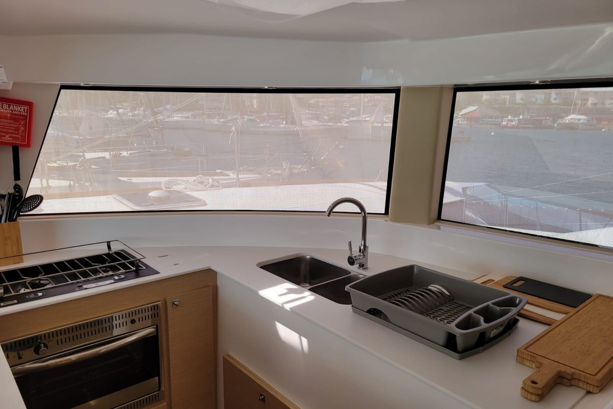 Galley of Ayline 2, a NEEL 47 sailboat at Alameda, United States