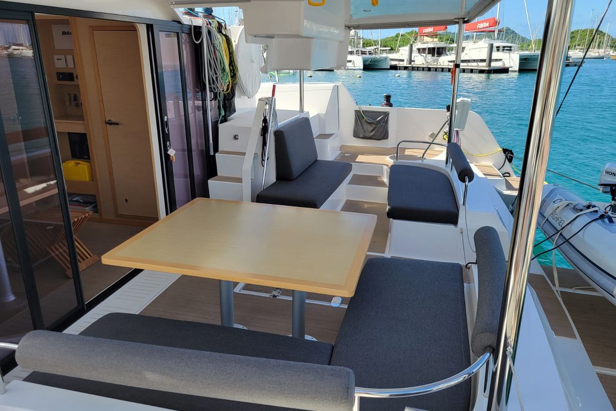 Deck of Ayline 2, a NEEL 47 sailboat at Alameda, United States