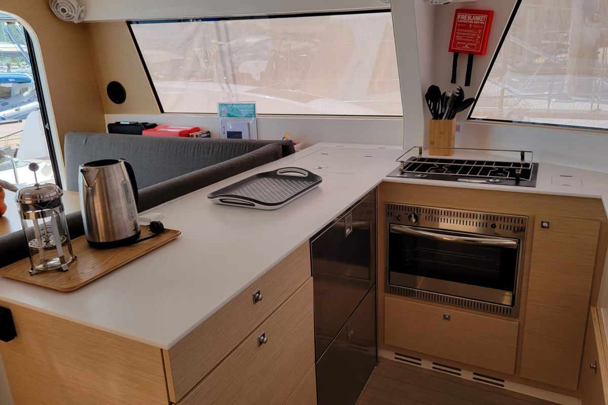 Galley of Ayline 2, a NEEL 47 sailboat at Alameda, United States