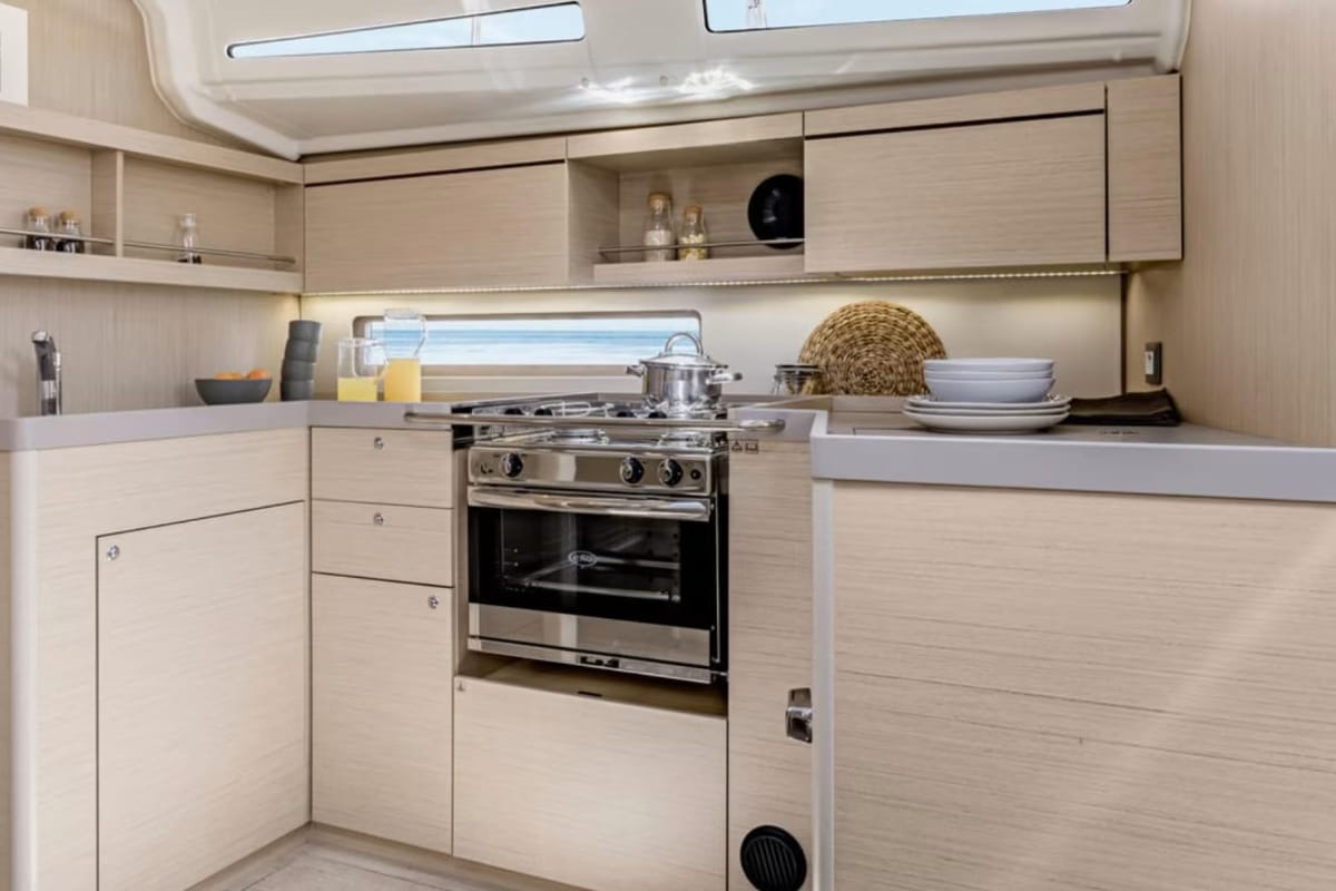 Galley of Sunsail 42 Premium, a Beneteau Oceanis 40.1 sailboat at Road Town, British Virgin Islands