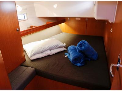 Cabin on Tuerredda, a Bavaria Cruiser 46 sailboat at Olbia, Italy