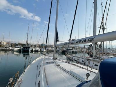 Deck of Fairy, a Beneteau Cyclades 50.5 sailboat at Athens, Greece