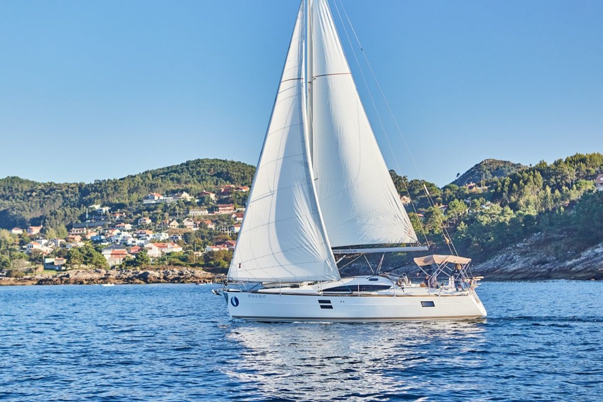 Exterior view of Amistad, a Elan Impression 40 sailboat at Vigo, Spain