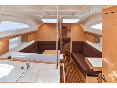 Salon of Amistad, a Elan Impression 40 sailboat at Vigo, Spain