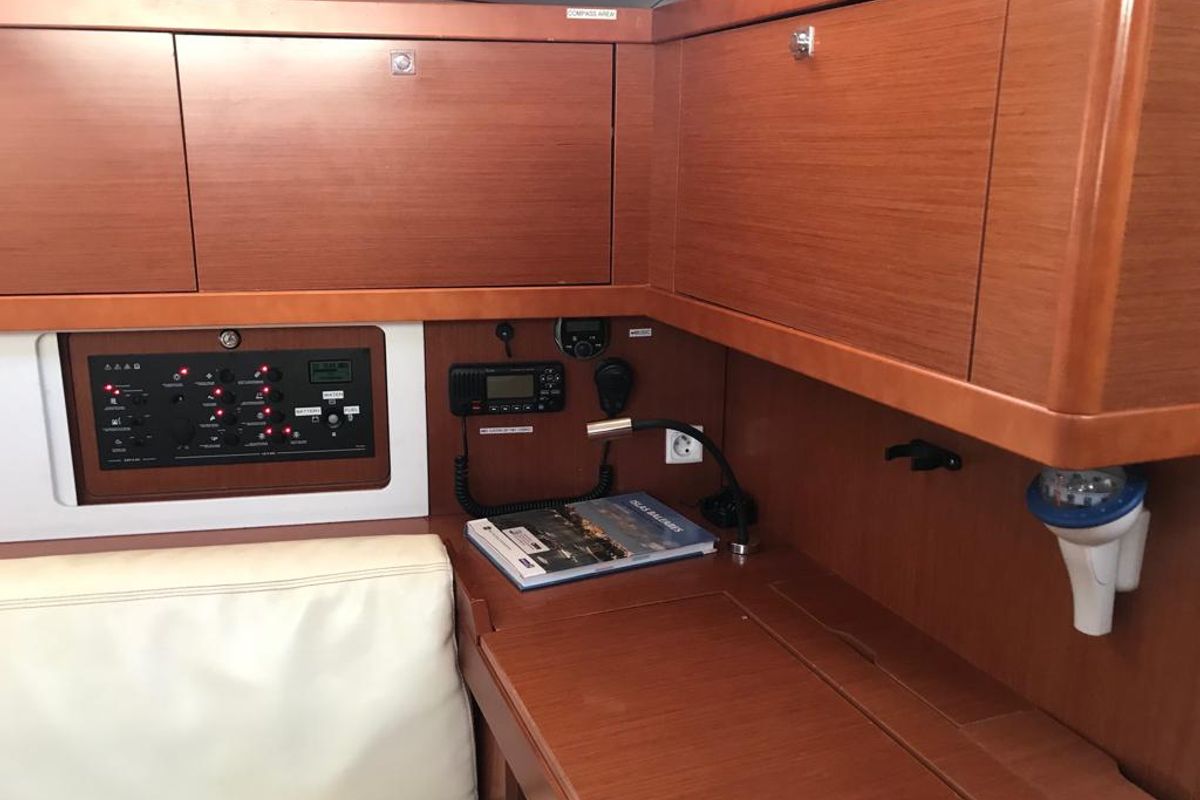Alboran Gin Tonic, a Beneteau Oceanis 45 sailboat at es Jonquet, Spain