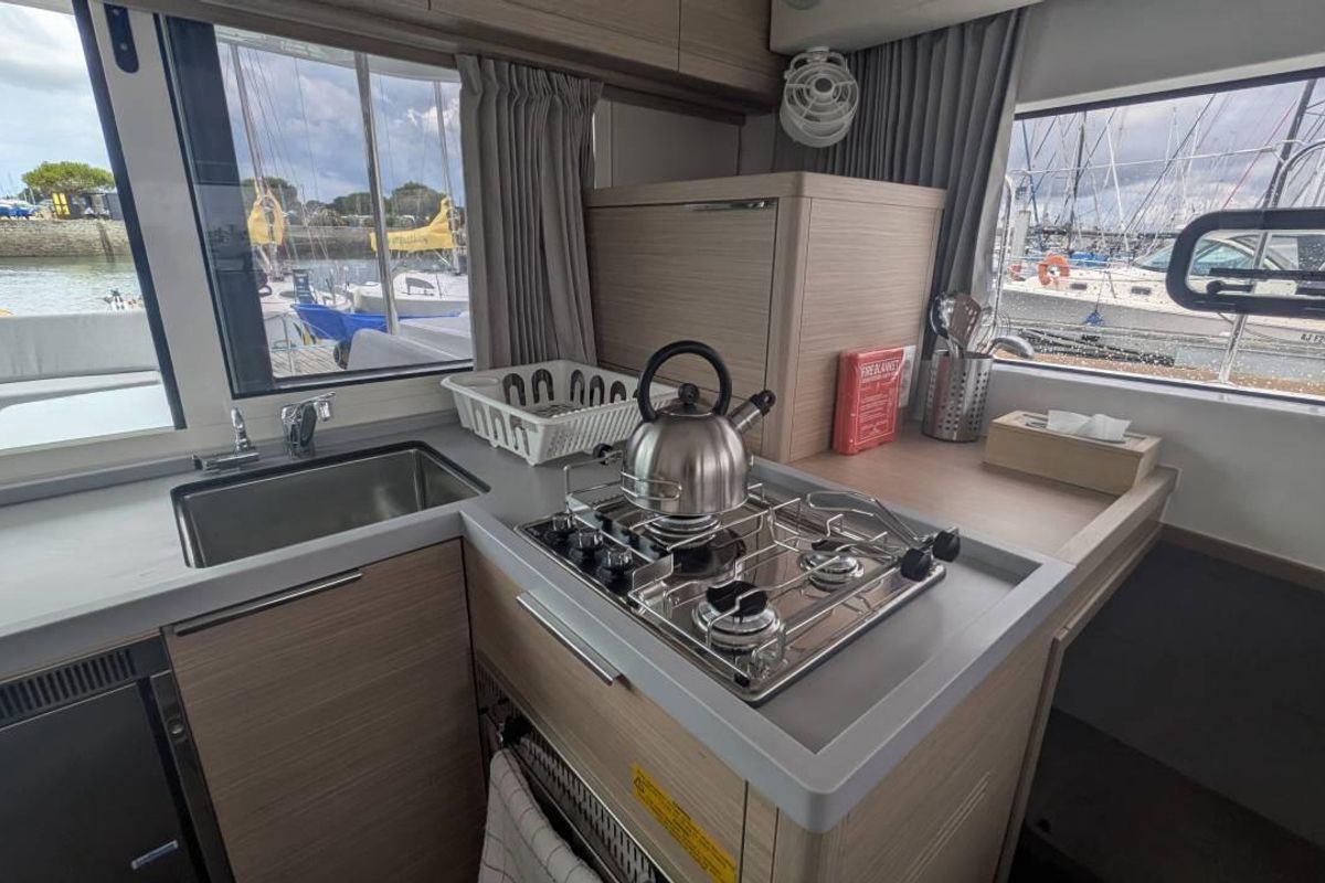 Galley of Last One, a Lagoon 40 catamaran at Pointe-à-Pitre, France
