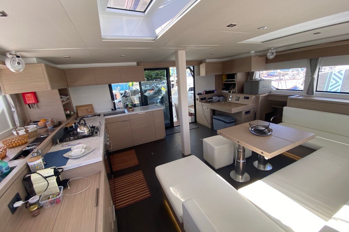 Galley of The Moon, a Lagoon 55 catamaran at Marigot, France