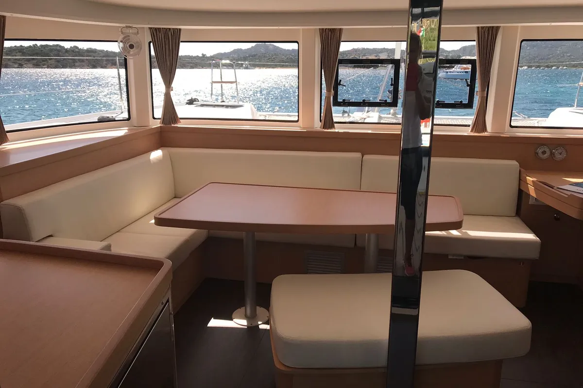 Salon of Copernicus (SXM), a Lagoon 42 catamaran at Marigot, France