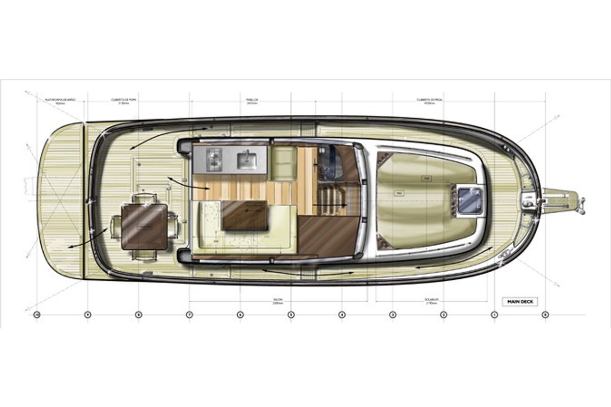 Floor plan of Menorquin 34 HT, a Sasga Yachts Menorquin 34 HT motorboat at Sitges, Spain
