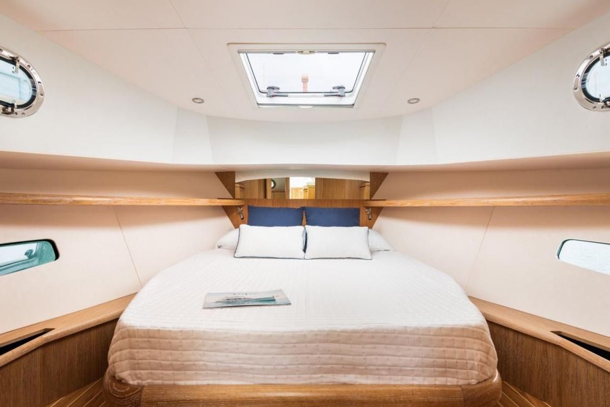 Cabin on Menorquin 34 HT, a Sasga Yachts Menorquin 34 HT motorboat at Sitges, Spain