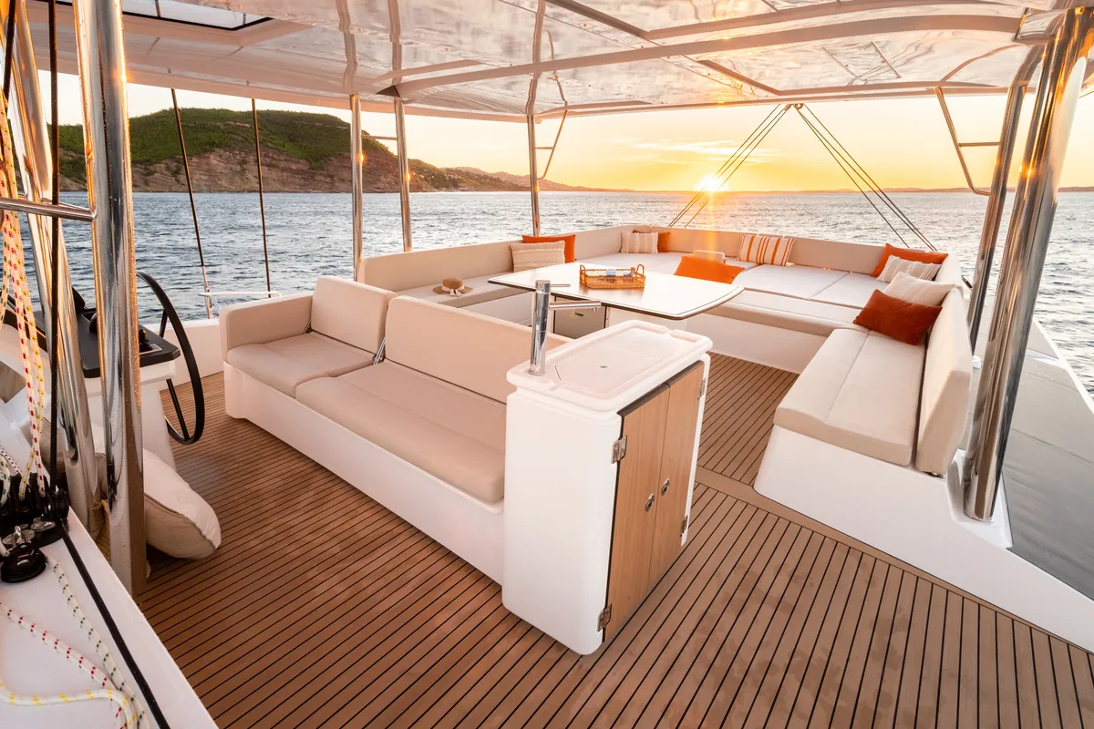 ACRATA, a Bali Bali 5.8 catamaran at Port d'Andratx, Spain