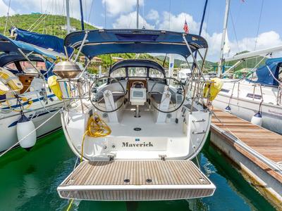 Deck of Maverick , a Bavaria 34 sailboat at Road Town, British Virgin Islands