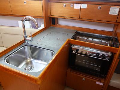 Galley of Maverick , a Bavaria 34 sailboat at Road Town, British Virgin Islands