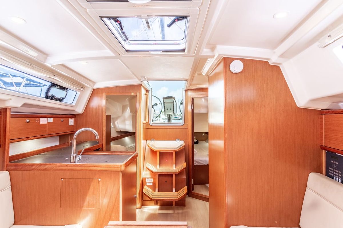 Salon of Maverick , a Bavaria 34 sailboat at Road Town, British Virgin Islands