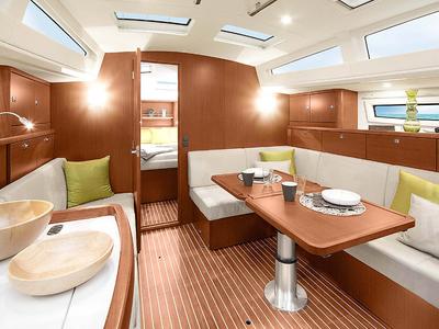 Salon of Valesia, a Bavaria C42 sailboat at Athens, Greece