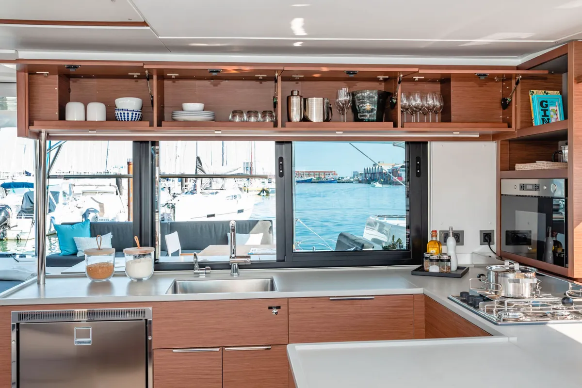 Galley of Miber Andromeda, a Lagoon 46 catamaran at Fethiye, Turkey
