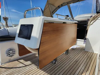 Deck of Calando, a Dufour 430 GL sailboat at Grad Kaštela, Croatia