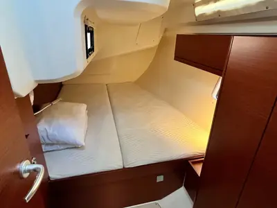 Cabin on Shrimp, a Hanse Yachts Hanse 418 sailboat at Lavreotiki Municipal Unit, Greece