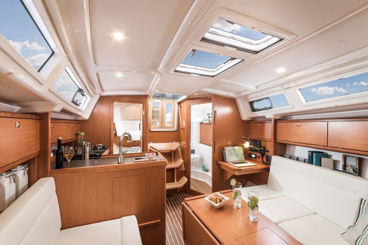 Salon of Charlie, a Bavaria Cruiser 34 sailboat at Punat, Croatia