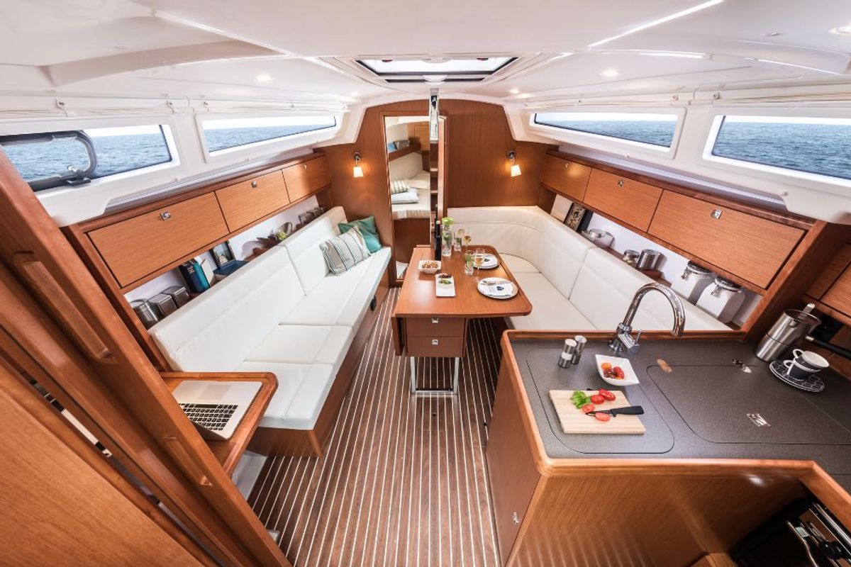 Salon of Charlie, a Bavaria Cruiser 34 sailboat at Punat, Croatia