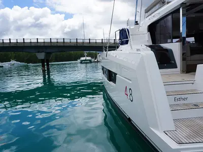 Esther, a Bali 4.8 catamaran at Seychelles, Eden Island Marina, Seychelles