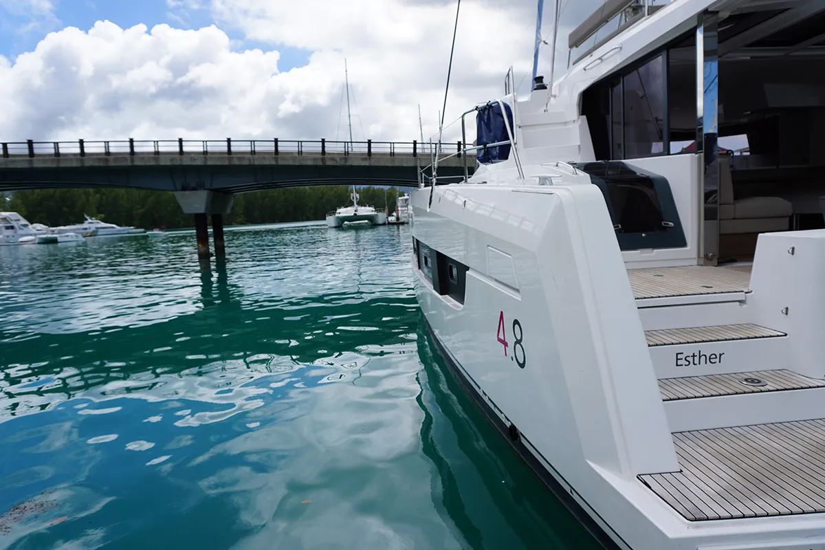 Esther, a Bali 4.8 catamaran at Seychelles, Eden Island Marina, Seychelles