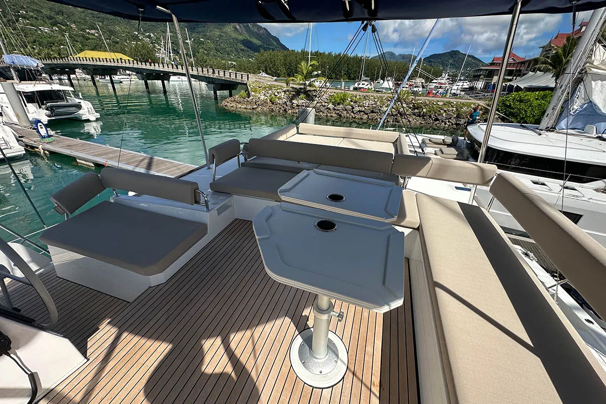 Esther, a Bali 4.8 catamaran at Seychelles, Eden Island Marina, Seychelles