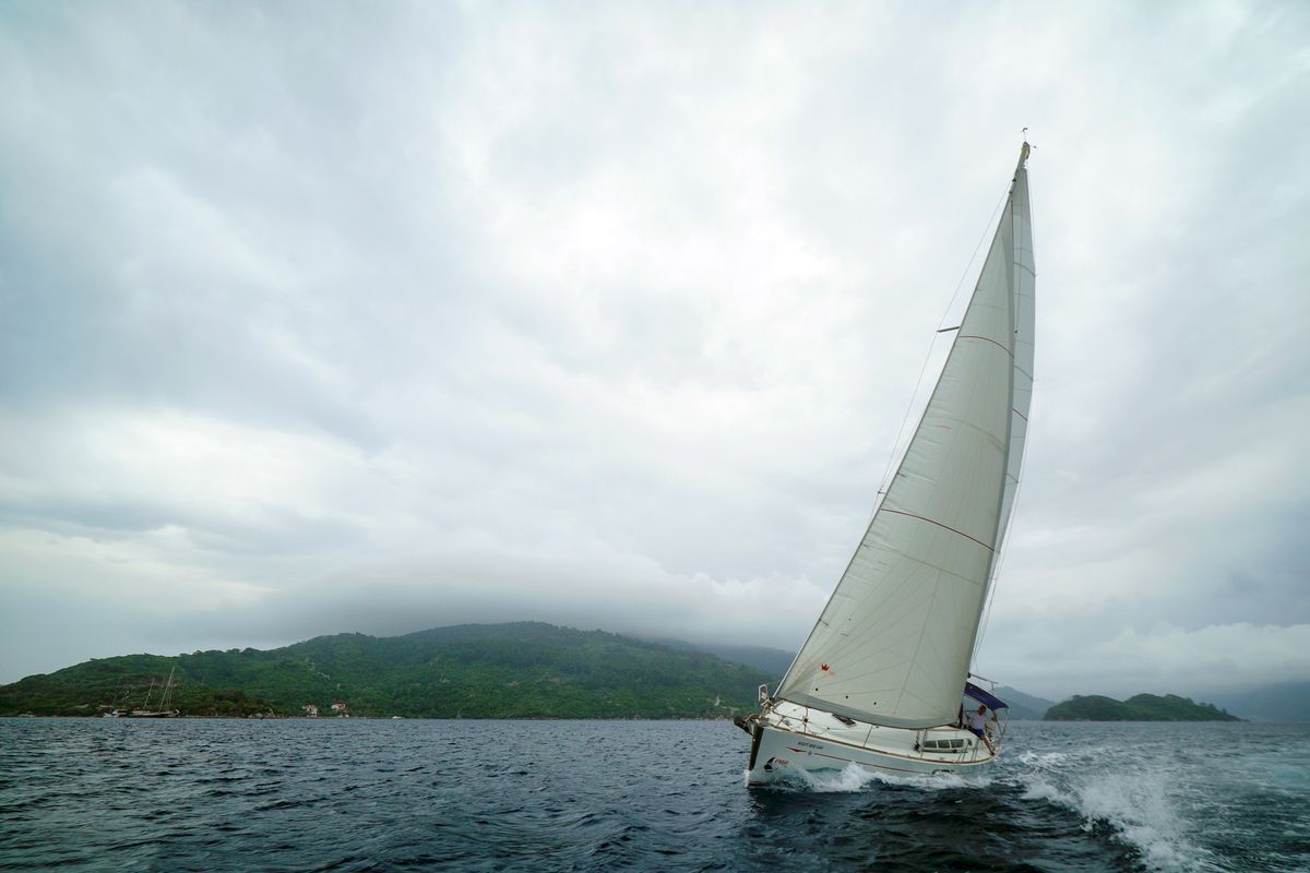 Exterior view of Night & Day, a Jeanneau Sun Odyssey 44 i sailboat at Marmaris, Turkey