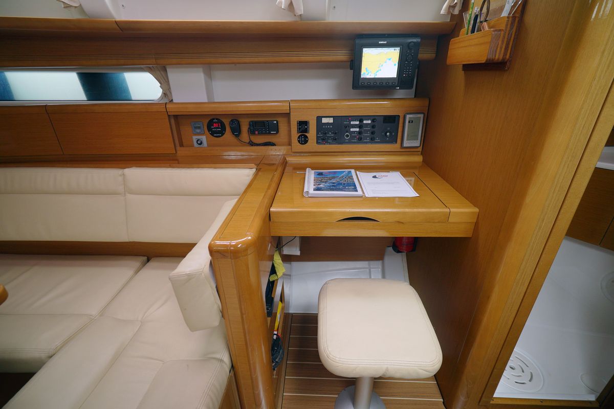 Salon of Night & Day, a Jeanneau Sun Odyssey 44 i sailboat at Marmaris, Turkey
