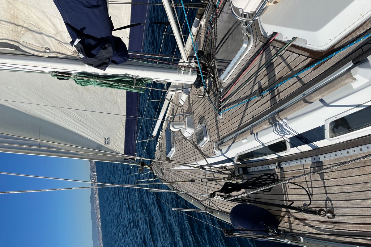 Deck of Classic, a Grand Soleil 45 sailboat at Palamós, Spain