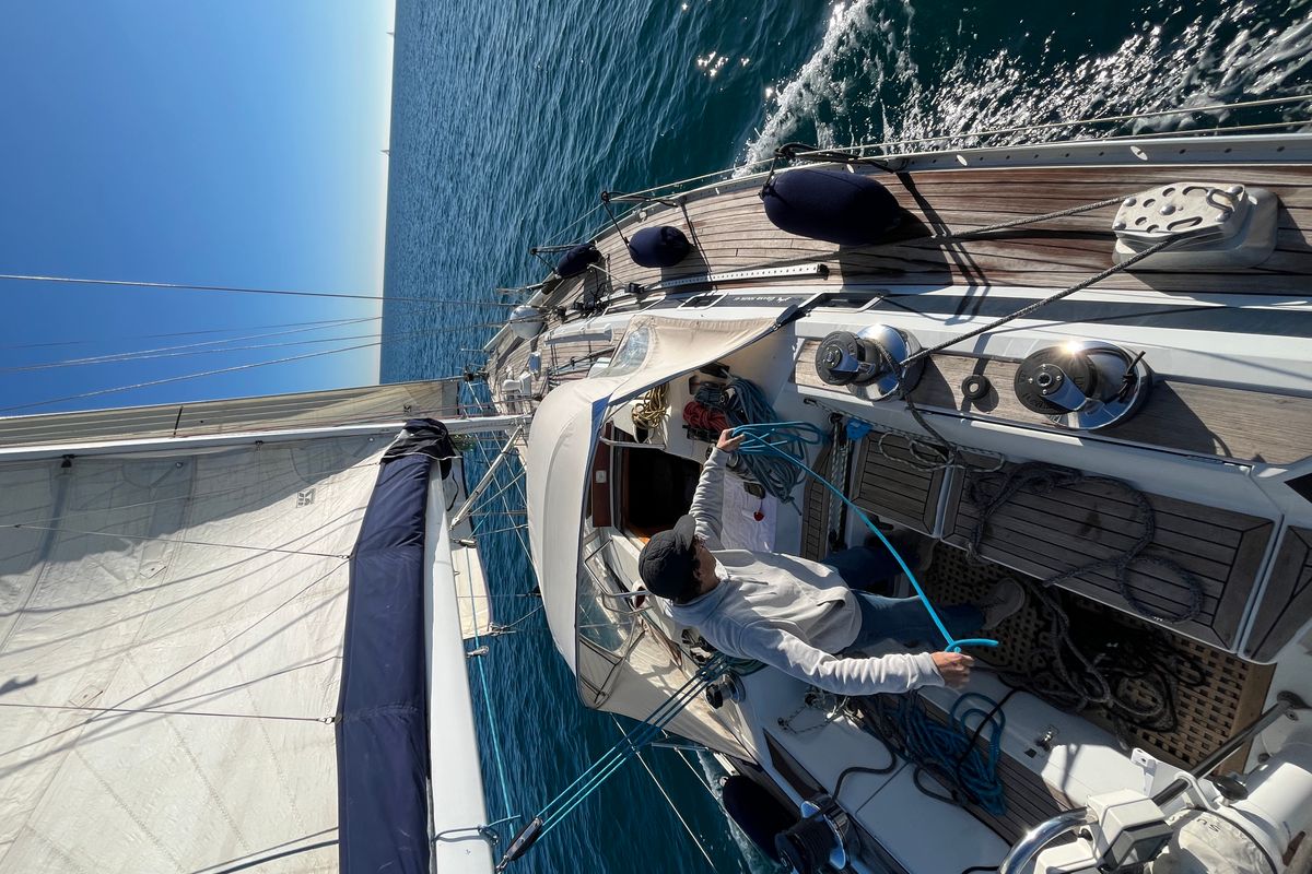 Deck of Classic, a Grand Soleil 45 sailboat at Palamós, Spain