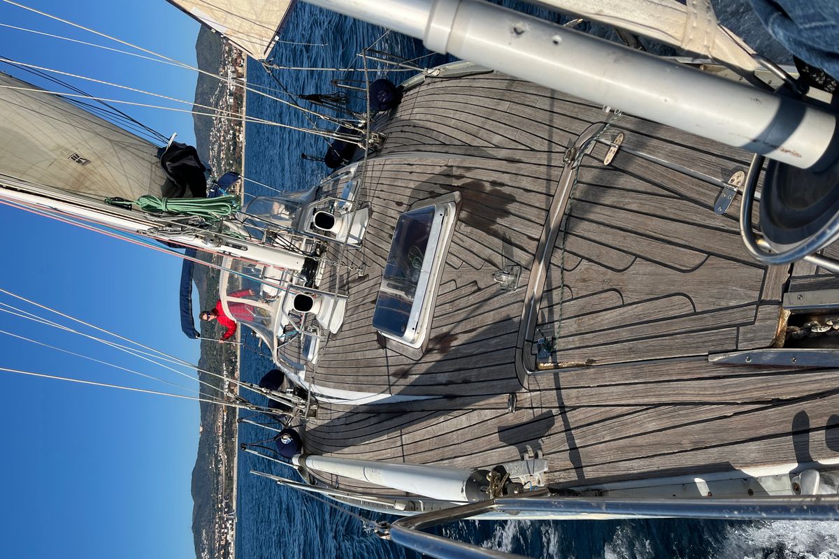 Deck of Classic, a Grand Soleil 45 sailboat at Palamós, Spain