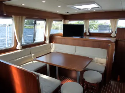 Salon of Euphoria, a Gulet Holiday 1300 motorboat at Akkrum, Netherlands