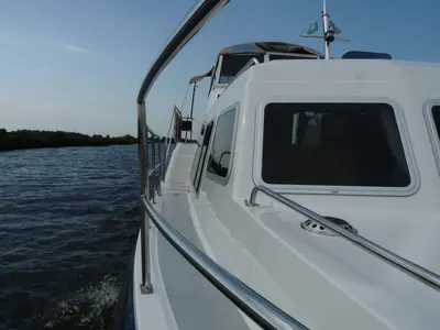 Deck of Euphoria, a Gulet Holiday 1300 motorboat at Akkrum, Netherlands
