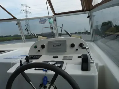 Cockpit of Euphoria, a Gulet Holiday 1300 motorboat at Akkrum, Netherlands
