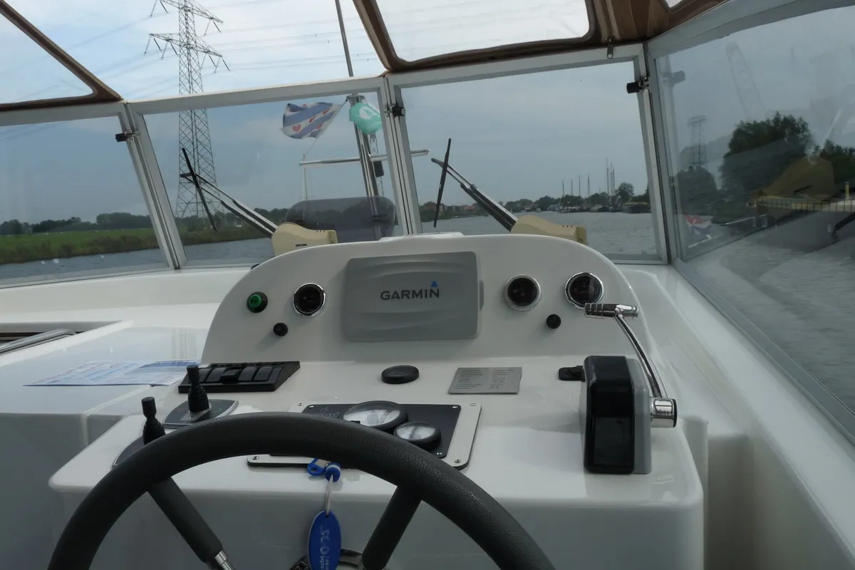 Cockpit of Euphoria, a Gulet Holiday 1300 motorboat at Akkrum, Netherlands