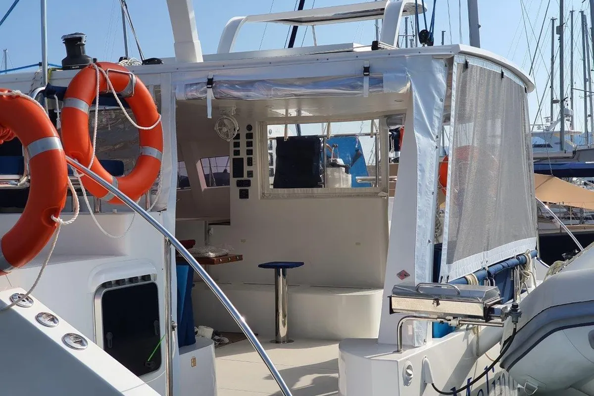 Deck of Melinda Jane, a Island Spirit Yachts Island Spirit 410 catamaran at Mai Khao, Thailand