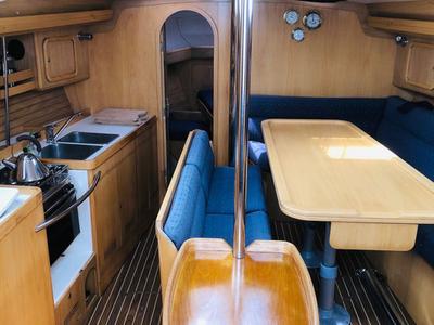 Galley of Bagass, a Feeling 39 sailboat at Port Navalo, France