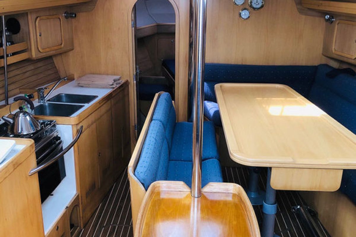Galley of Bagass, a Feeling 39 sailboat at Port Navalo, France