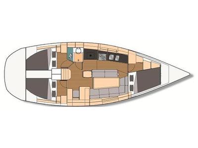 Floor plan of Bagass, a Feeling 39 sailboat at Port Navalo, France