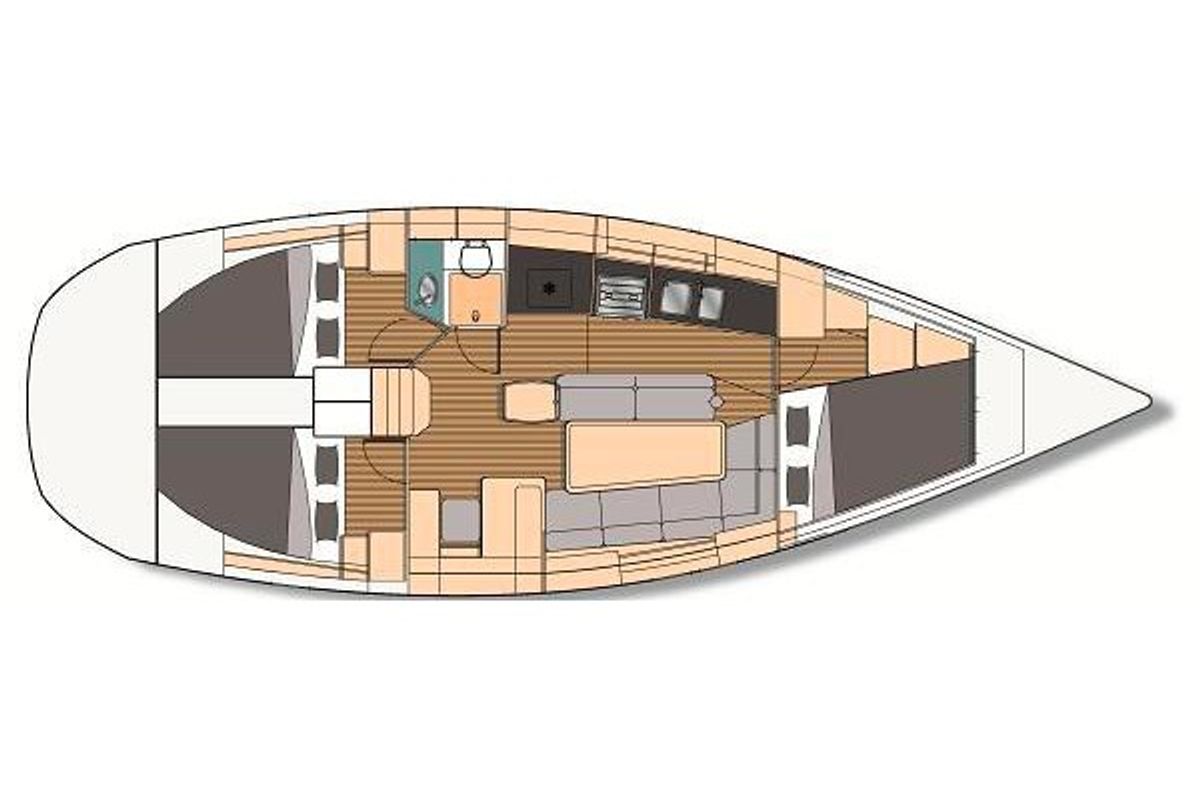 Floor plan of Bagass, a Feeling 39 sailboat at Port Navalo, France