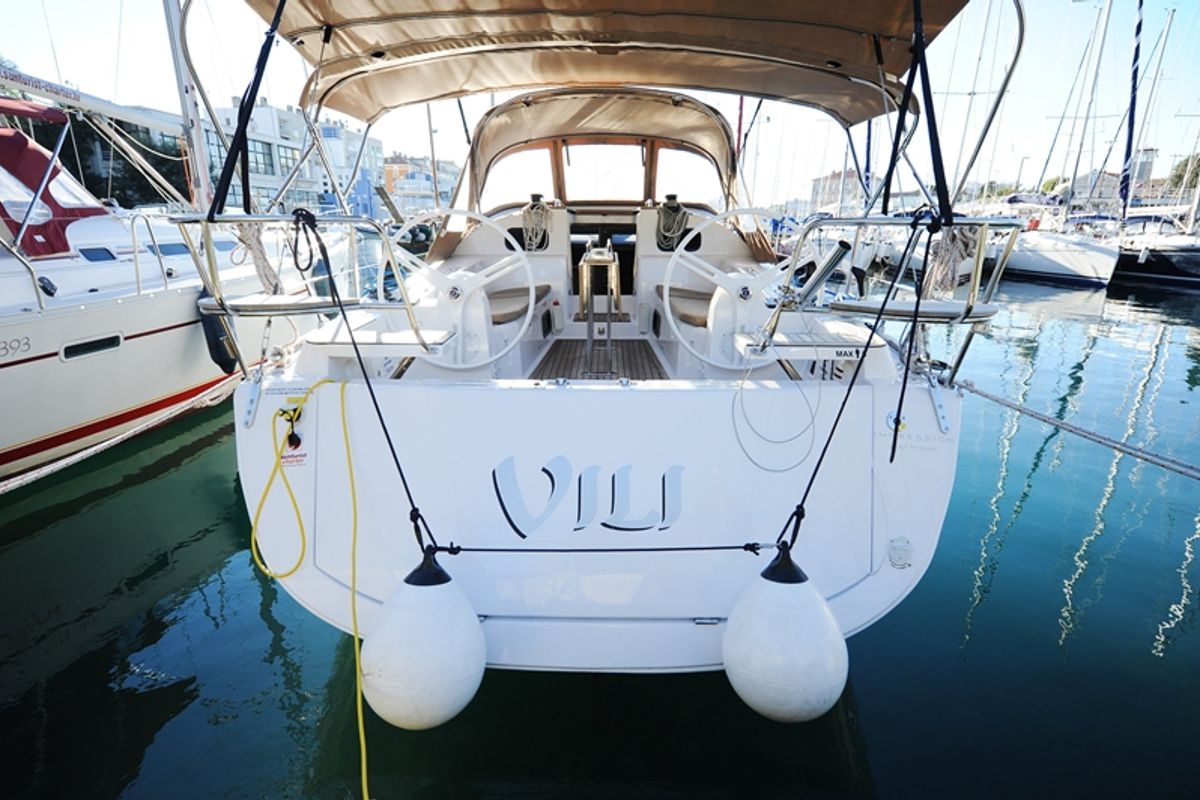 Cockpit of Vili, a Elan Impression 40 sailboat at Zadar, Croatia
