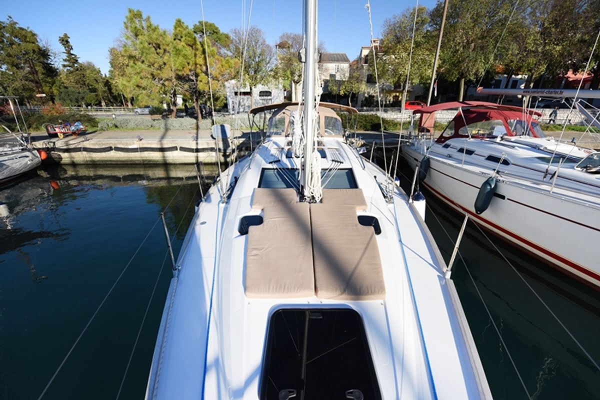 Deck of Vili, a Elan Impression 40 sailboat at Zadar, Croatia
