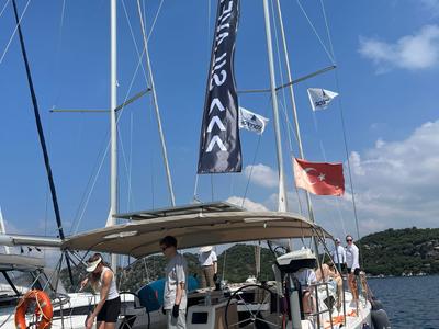 Deck of Isabella, a Dufour 430 GL sailboat at Marmaris, Turkey