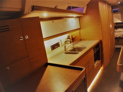 Galley of Isabella, a Dufour 430 GL sailboat at Marmaris, Turkey