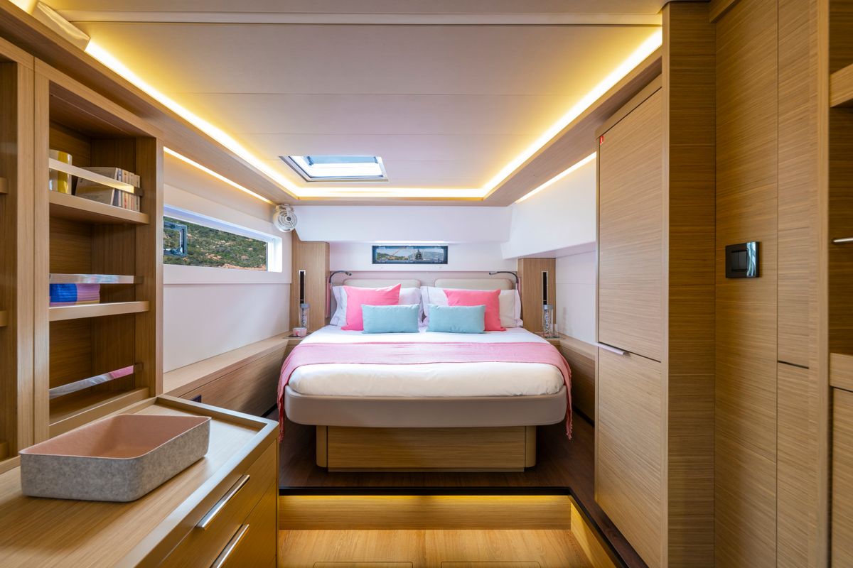 Cabin on Lodire, a Lagoon 46 OW catamaran at Athens, Greece