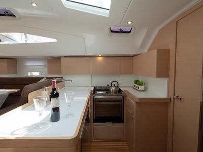 Galley of Alegria I, a Elan Impression 50 sailboat at Grad Biograd na Moru, Croatia