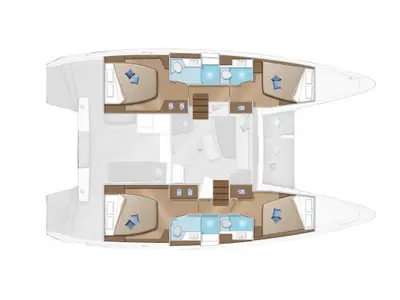 Floor plan of SILVER VIII, a Lagoon Lagoon 42 catamaran at Volos Municipality, Greece